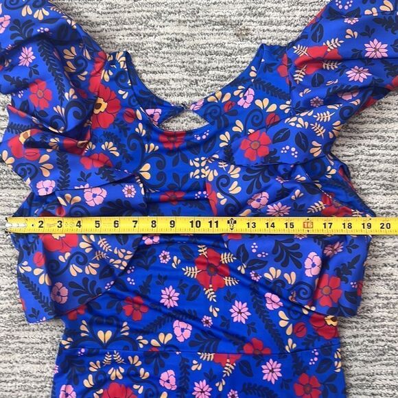 NWT LA Double J Damigella Dress Heckfield in Fluid Jersey Royal Blue Floral XL - Picture 10 of 15